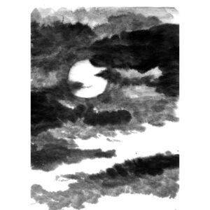 Clouds with the Moon - Felhők és a hold sumi-e
