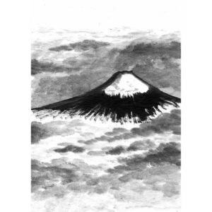 Clouds with the Mount Fuji - Felhők és a Fuji-hegy sumi-e