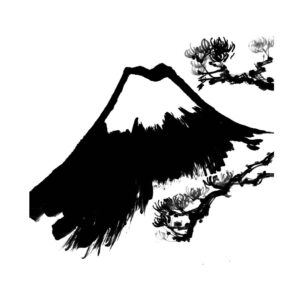 Mount Fuji No3 with Pine - Fuji-hegy fenyővel sumi-e