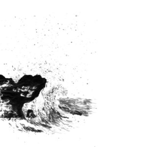 Wave No3 - Hullám sziklával sumi-e